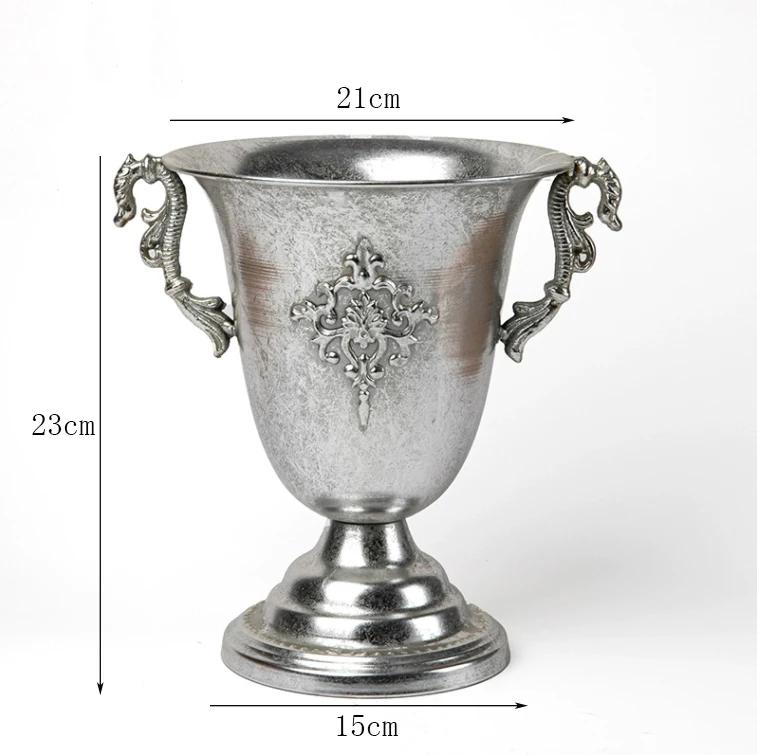 Vintage Klassisk Silverjärn Blombukett Dekoration Hemrum Bord Blomkruka Prydnader Kontor Butik Blomsterarrangemang Hantverk