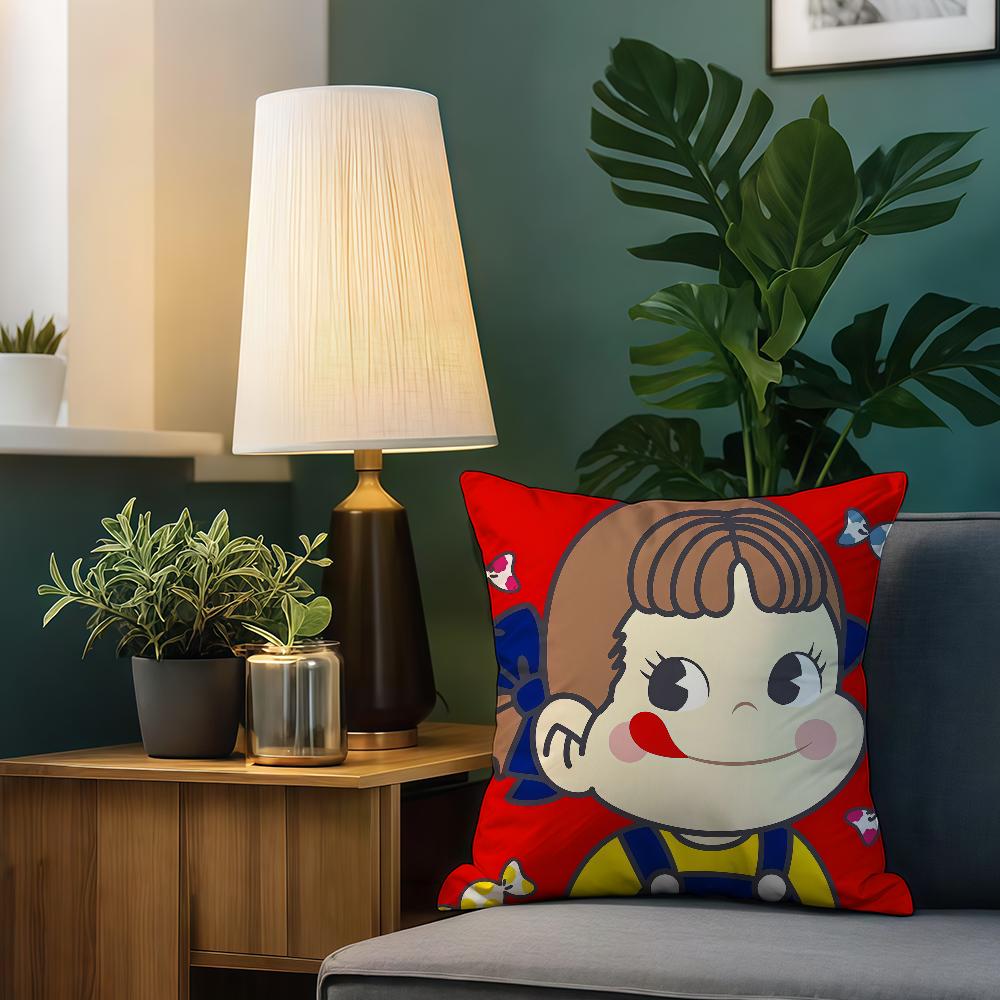 Cute F-Fujiya Peko Chan cushion cover For Sofa Car Office Cafe Soft And Comfortable Double-Sided Printing Pillow Cover