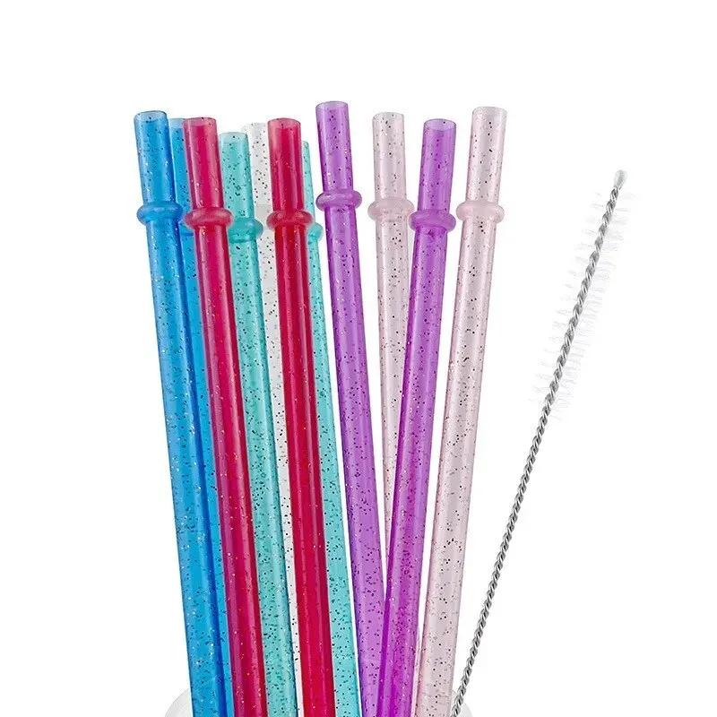 

12 шт. Новый однотонный ремень Ремень Блестящая золотая пудра Пластиковая трубка Утолщенный и жесткий Вечеринка Креативный Многоразовый Цветная соломинка
