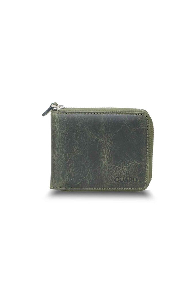 

Guard Antique Green Zippered Horizontal Mini Leather Wallet зелений