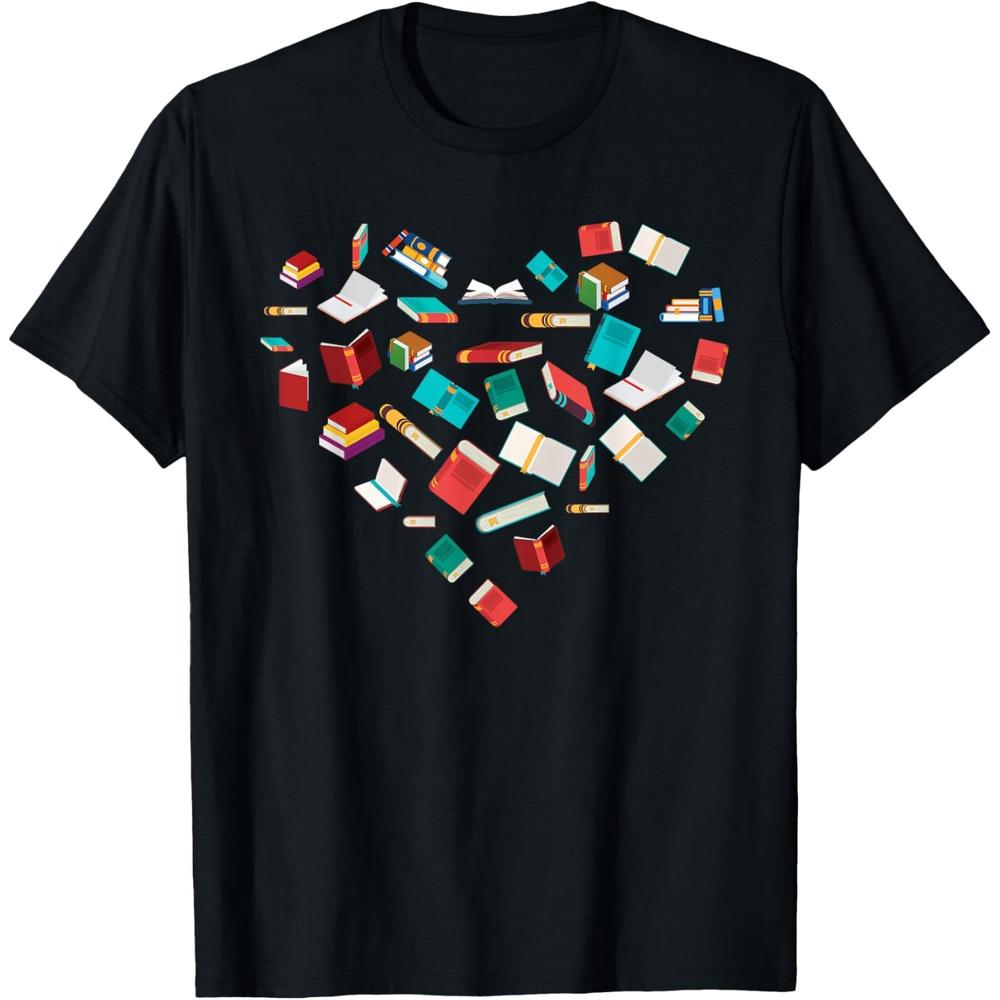 Library Books Heart Bookworm Valentines Day Gift Reading T-Shirt 4XL