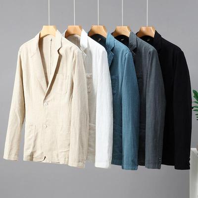 Men's Spring, Summer and Autumn Plus Size Thin Section Lapel Cotton Loose Business Suit Leisure Jacket