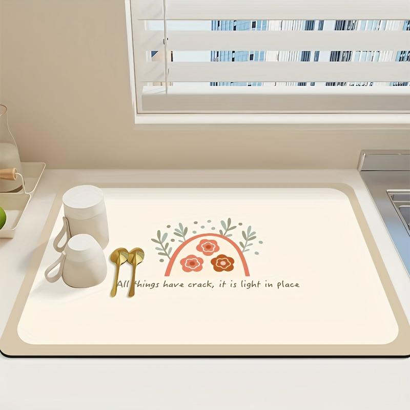 Floral Pattern Anti-Slip Mat for Dish Drying and Table Decoration with Heat Insulation