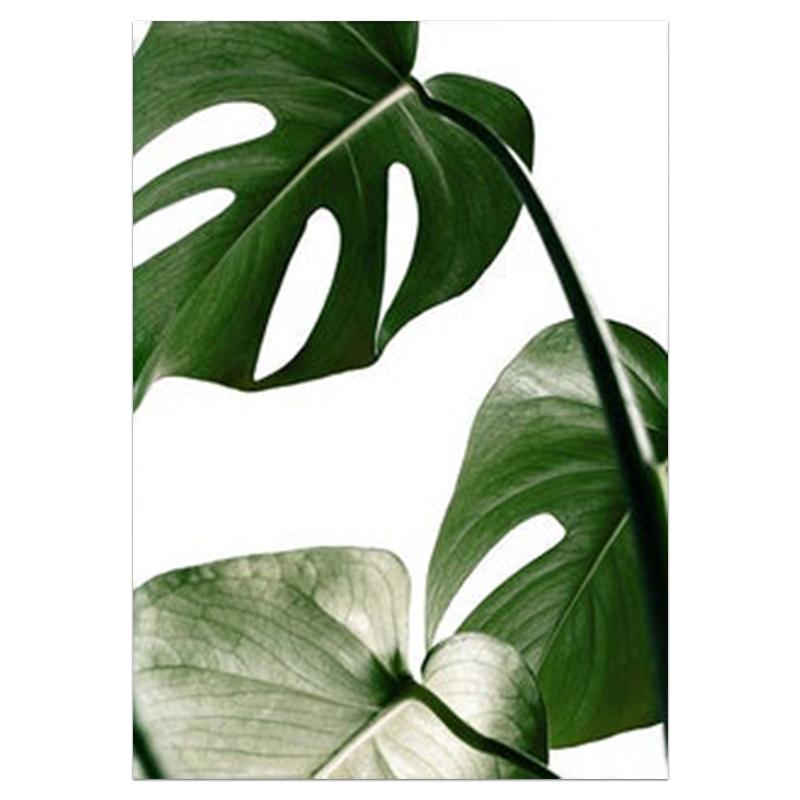 Scandinavian Style Green Tropical Leaves Wall Art Canvas Painting Plants Nordic Posters and Prints Wall PicturesFor Living Room