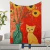 Blanket Throw Super Cosy Cat Plush Art Sunflower Living Room Sofa Couch And Childish Birthday Gifts