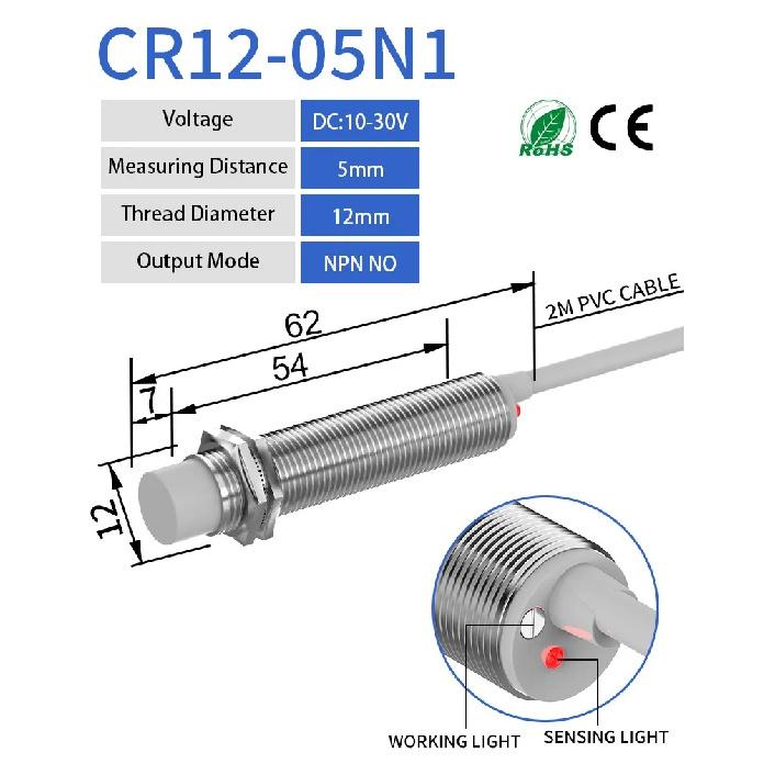 GTRIC M12 Capacitive Proximity Sensor 3-wire DC 10-30V NPN PNP IP65 Flush Non-flush Industrial Non-contact Switch
