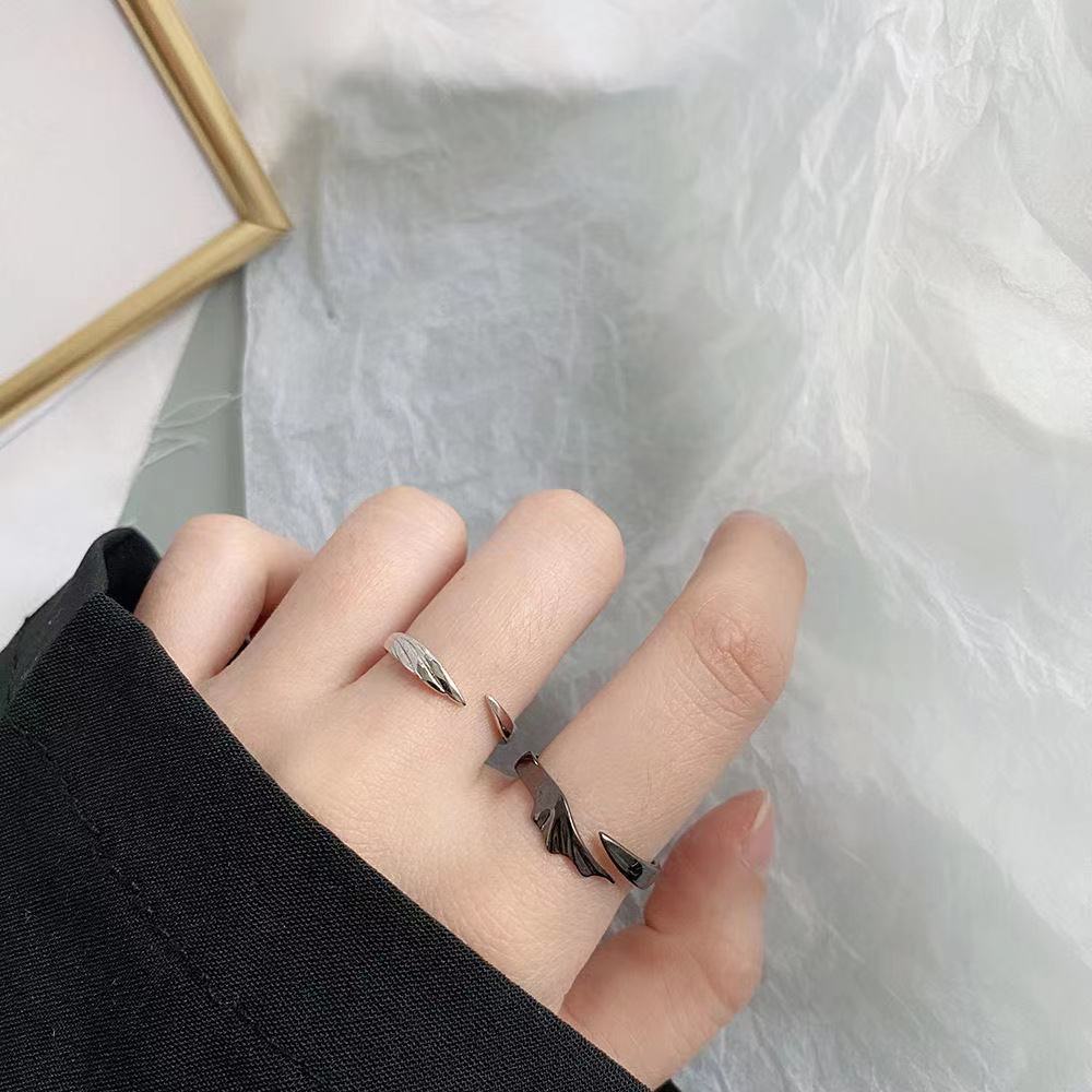 ZAKOL Hip Hop Angel and Devil Couple Rings Men Women Korean Simple Black White Student Gift Zircon for Engagement Accessary