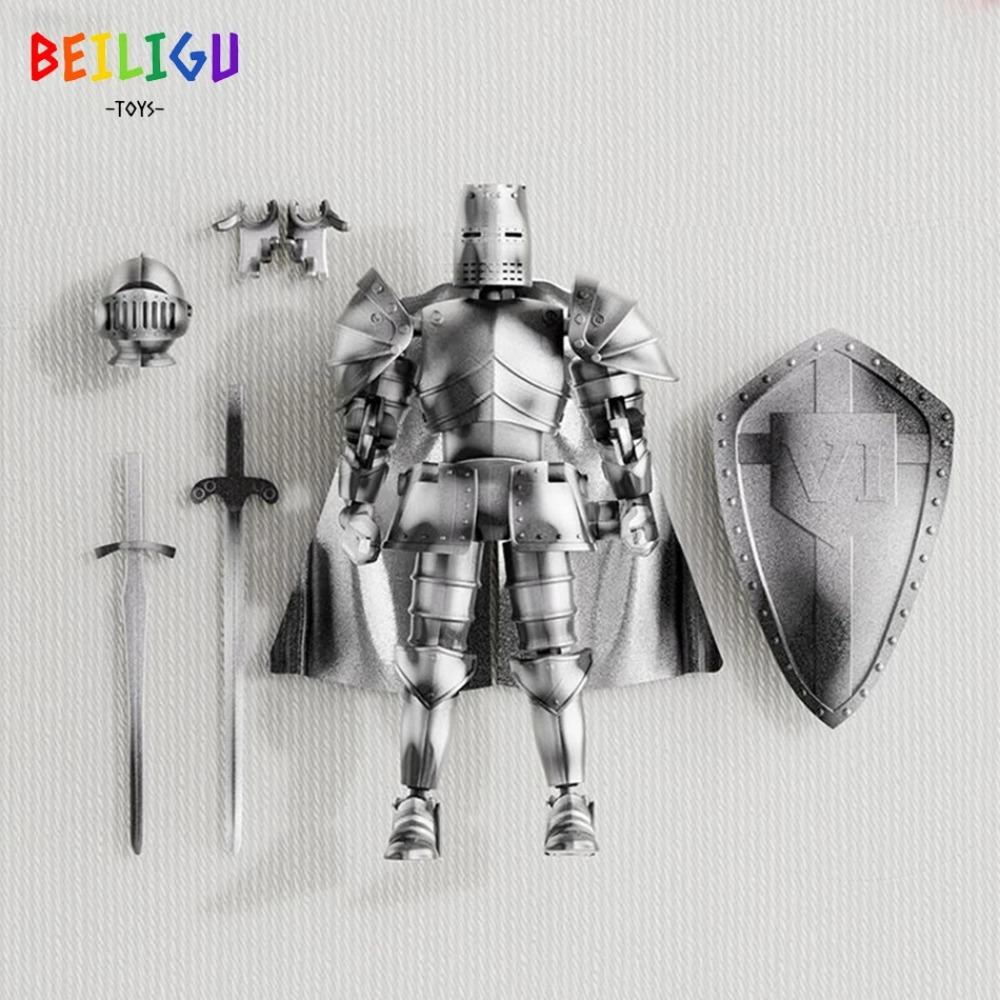 Medieval Knight Multi-Joint Movable DIY Action Figures Weapon Warrior Robot Sword Shield Assembly Toy Children's Holiday Gift