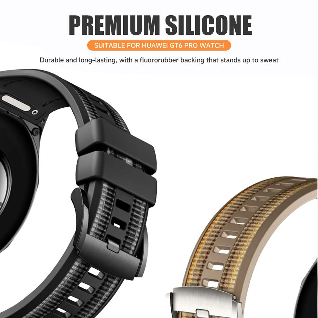 Huawei Watch GT 6Pro 46mm için Naylon Silikon Kordon Spor Bileklik Huawei GT6 Pro Akıllı Saat Aksesuarları Hızlı Çıkarma 2025