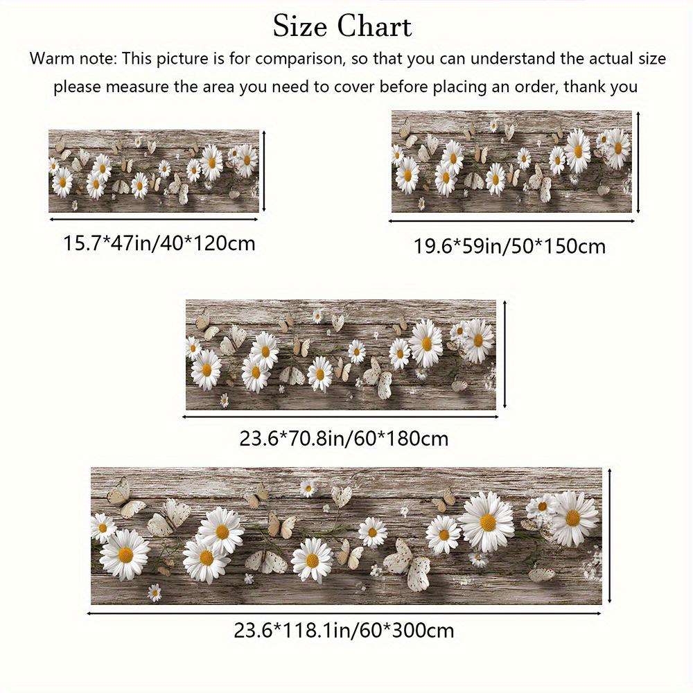 1Pcs Country Style Daisy Butterfly Pattern Non-Slip Washable Area Rug Runner for Entryway, Living Room, Bedroom & Patio
