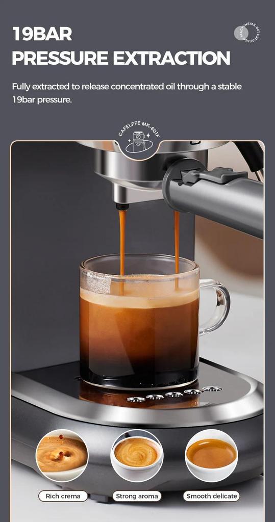 Coffee Machine MK-601F Four In One, Cappuccino Coffee Machine Dolce Gusto Nes Capsule Espresso Machine ESE Pod Grinding Gift for Lover, Dad, Mom
