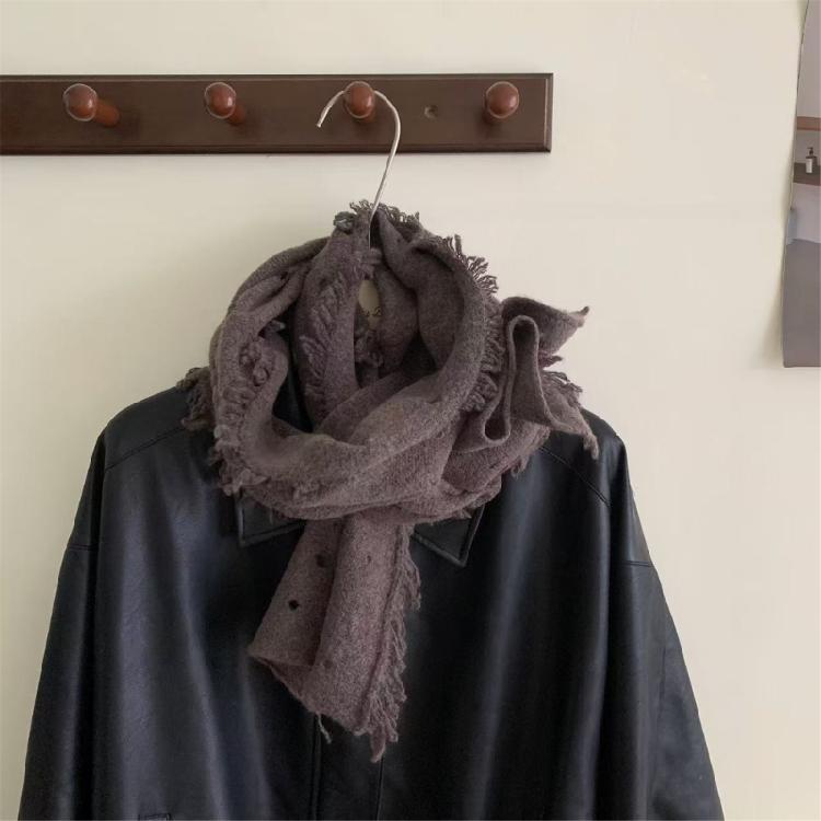 Ragged Knitted Neck Scarf Plush Warm for Men Women Winter Season Neck Gaiter Stylish Winter Neckwear