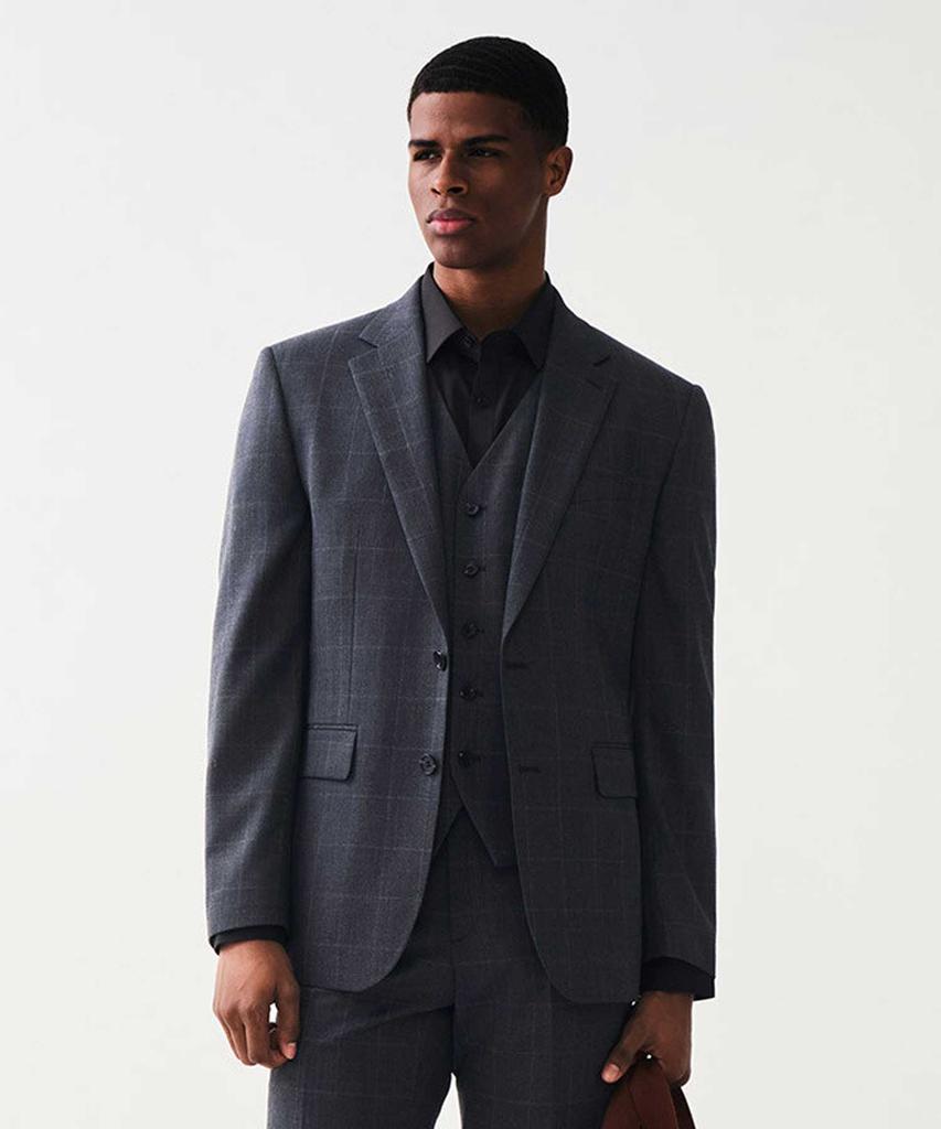Stco Grey Classic Fit Wool Blend Window Check Suit Jacket_Ssjua55Ccg