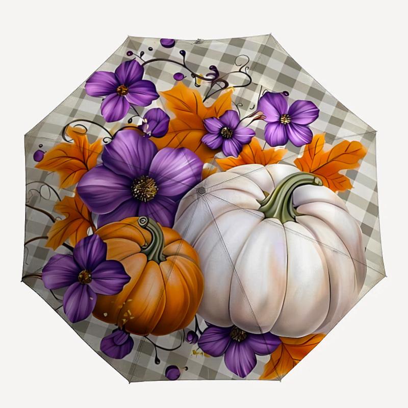 

1pc Autumn Harvest Pattern Automatic Opening/Closing Folding Umbrella with 95 Ribs, Plastic Handle, Windproof Portable Sunshade Umbrella y250726135