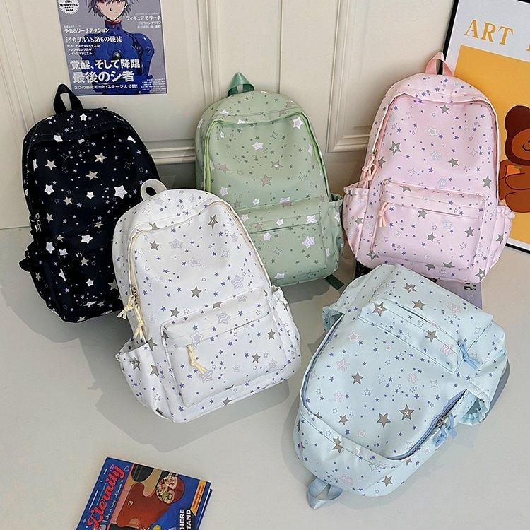 Schoolbag Japanese Ins Cute Girl Star Print Student Schoolbag Junior High School High School Student Large Capacity Backpack Backpack
