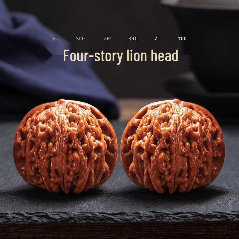 Old Tree High Toss Handcrafted Wenwan Lion Play Walnuts - Fine Pair of Four-Hand String for Men.