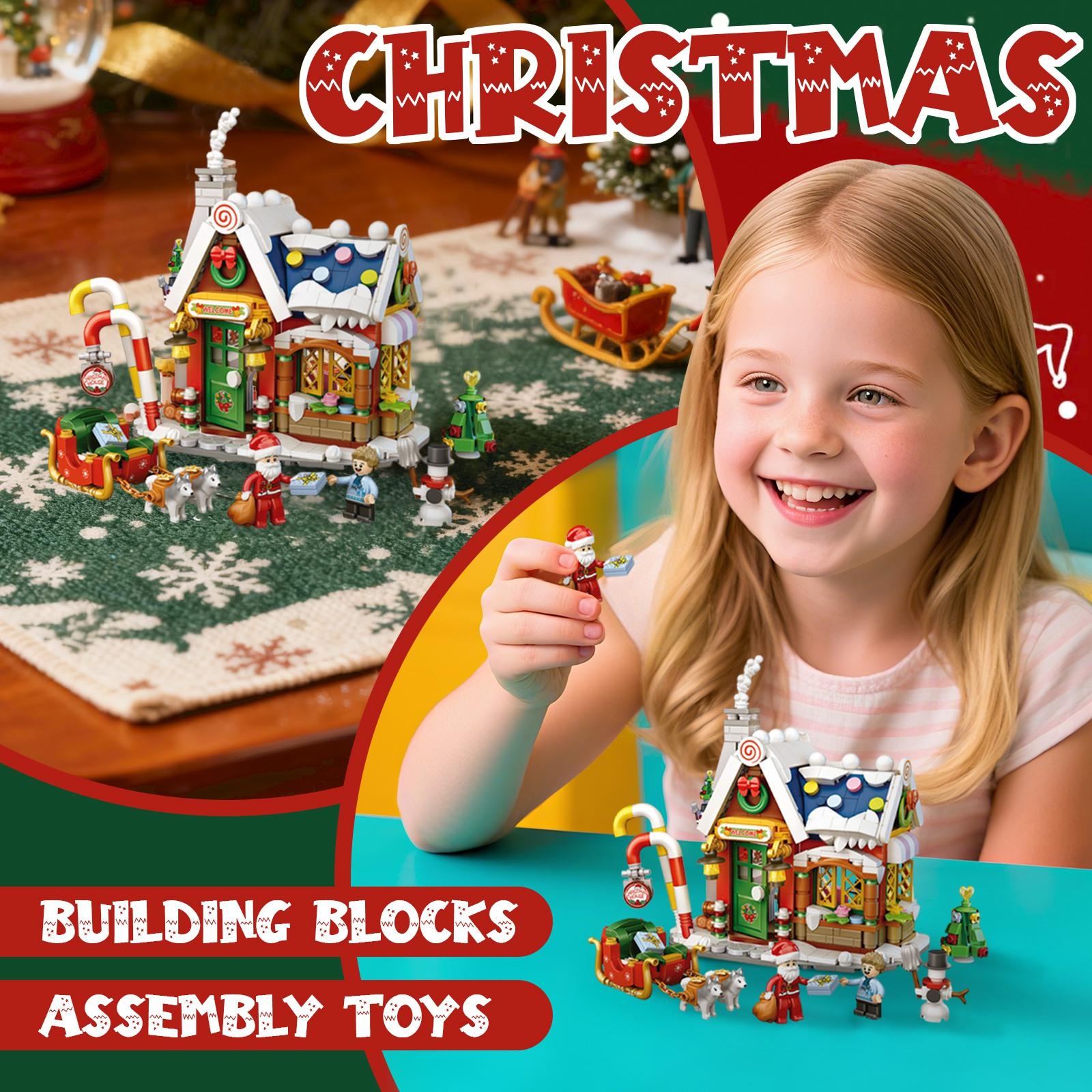 

Christmas Small House Small ParticleAssembly Building Block House Toys One Size