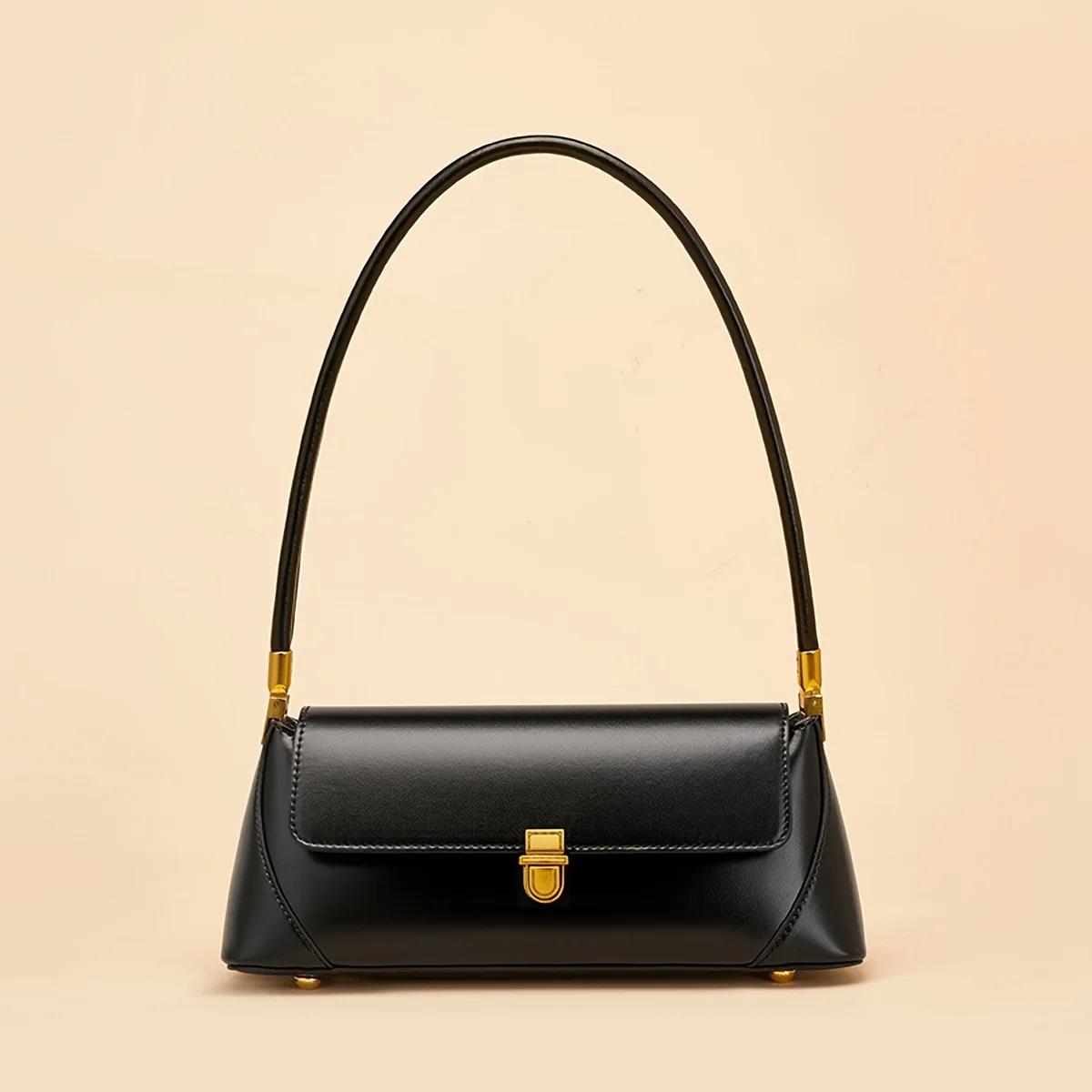 

Vintage Women s Bag PU Material Shoulder Bag French Baguette Underarm Bag Hundred Commuting Handbag чёрный