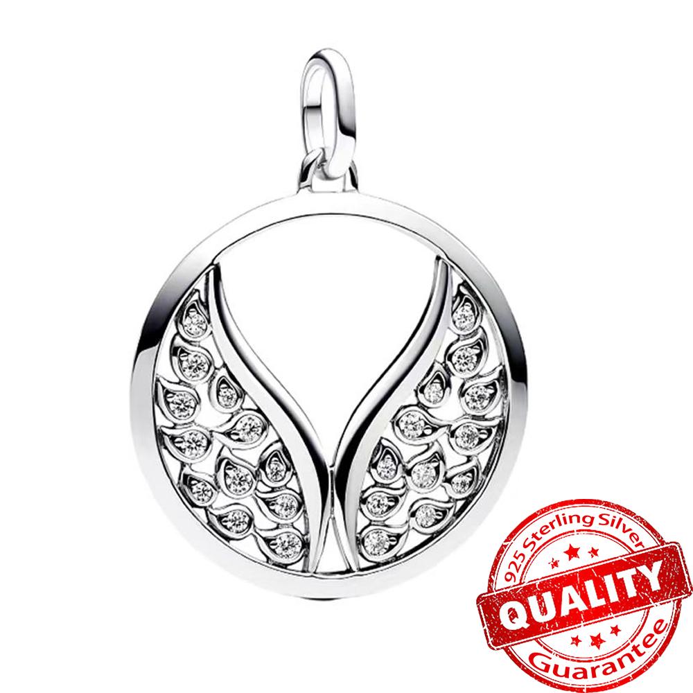 Classic Gold Wire Heart & Sparkling 925 Sterling copper Zircon Angel Dangle Charm For DIY Women Bracelet Pendant Accessories