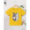 European Size Boys Round Neck Short Sleeved T Shirt with Mechanical Werewolf Pattern