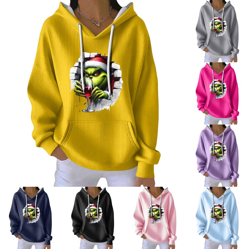 Women's Fashion Casual Christmas Angel Print Pullover Long-Sleeve Sweatshirt