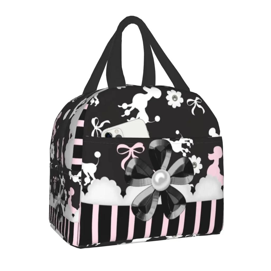 Luxury Pearl And Abalone Poodle Dog Insulated Lunch Bag for Women Resuable Pudel Caniche Cooler Thermal Bento Box Work School