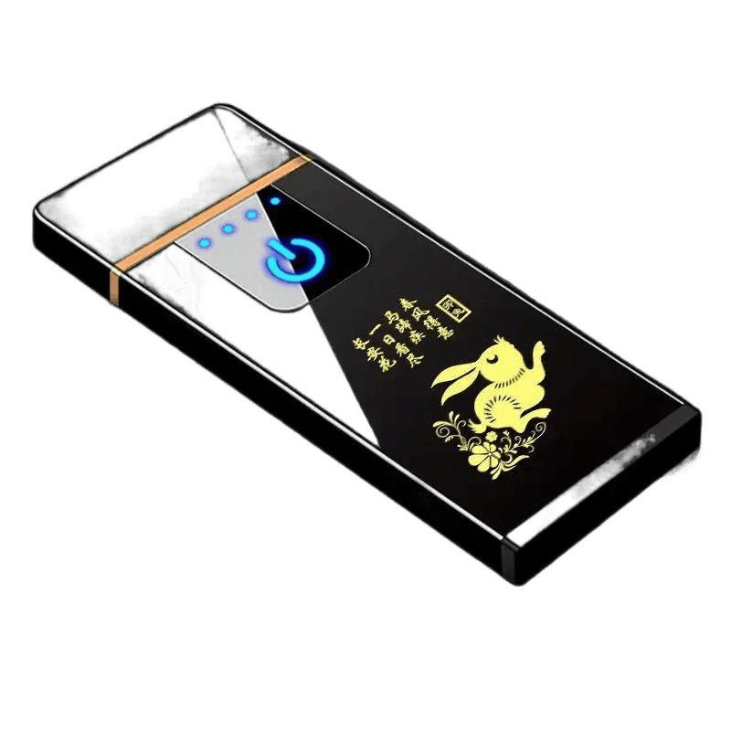 High-Power Windproof Rechargeable Men's Flip Lighter - Black Technology Design