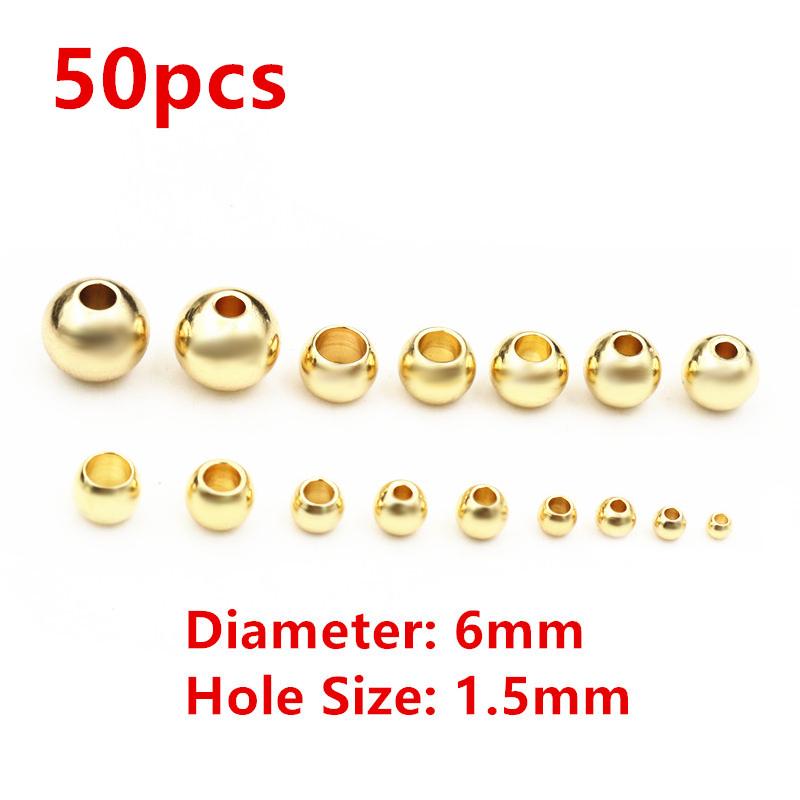 30-100pcs 2-8mm Stainless Steel Gold Color Spacer Beads Charm Loose Bead DIY Bracelets Necklace Beads for Jewelry Making Charms