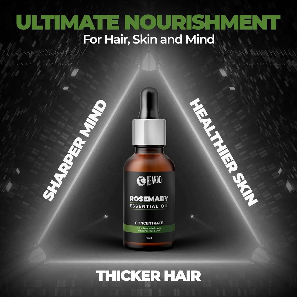 Beardo Rosemary Essential Oil 15 ml Pack of 1 for Hair Growth, Hair Fall, Skin Nourishment, 100% Natural Aroma Oil