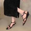 Vintage Cross Strap Roman Sandals Women's Outer Wear 2025 Summer New French with Skirt Wedge Heel Pointed Sandals