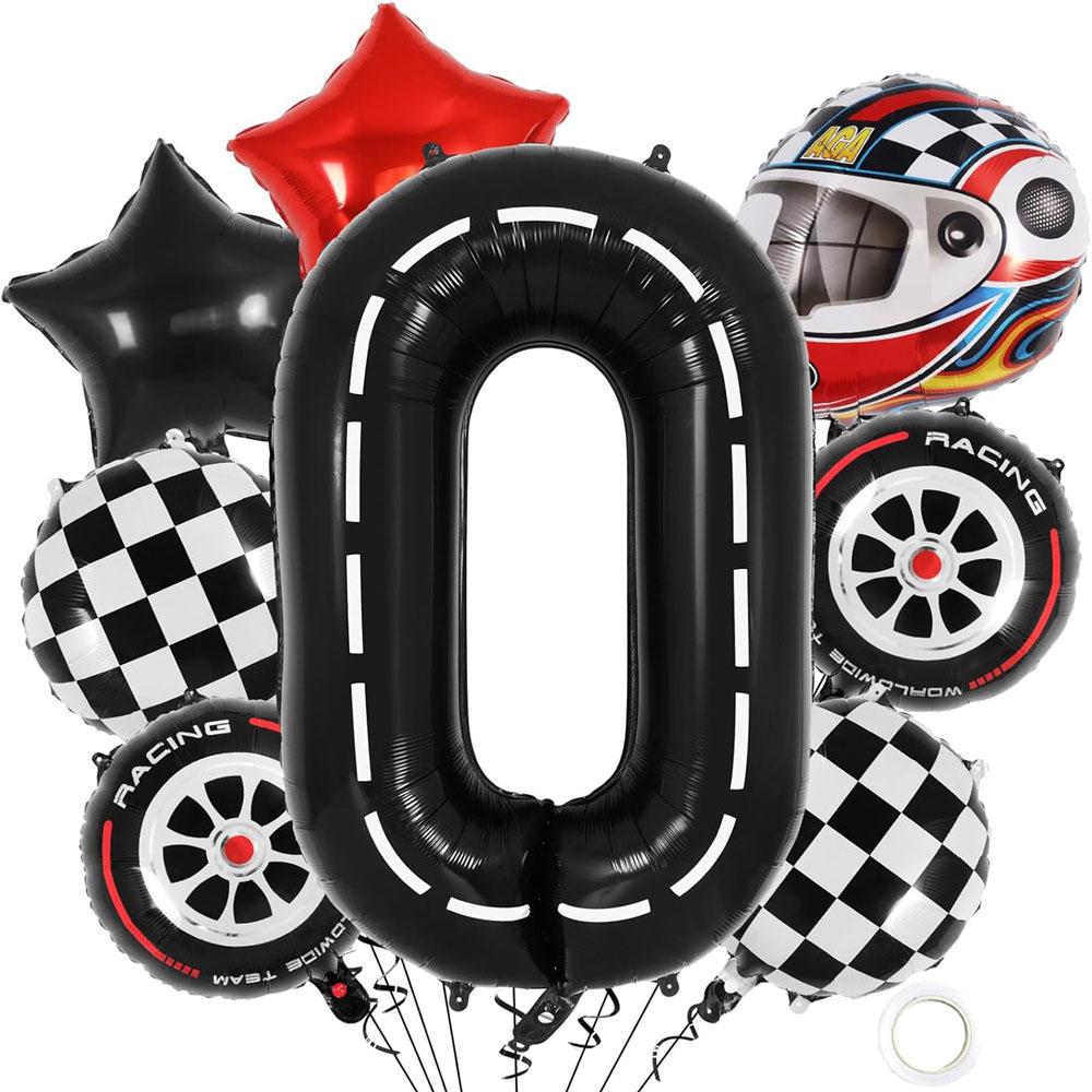 8Pcs Motor Helmet Balloon Wheel Tire Racing Balloons Birthday Decor Boys Race Car Dirt Bike Motorcross Hot Wheel Party Supplies
