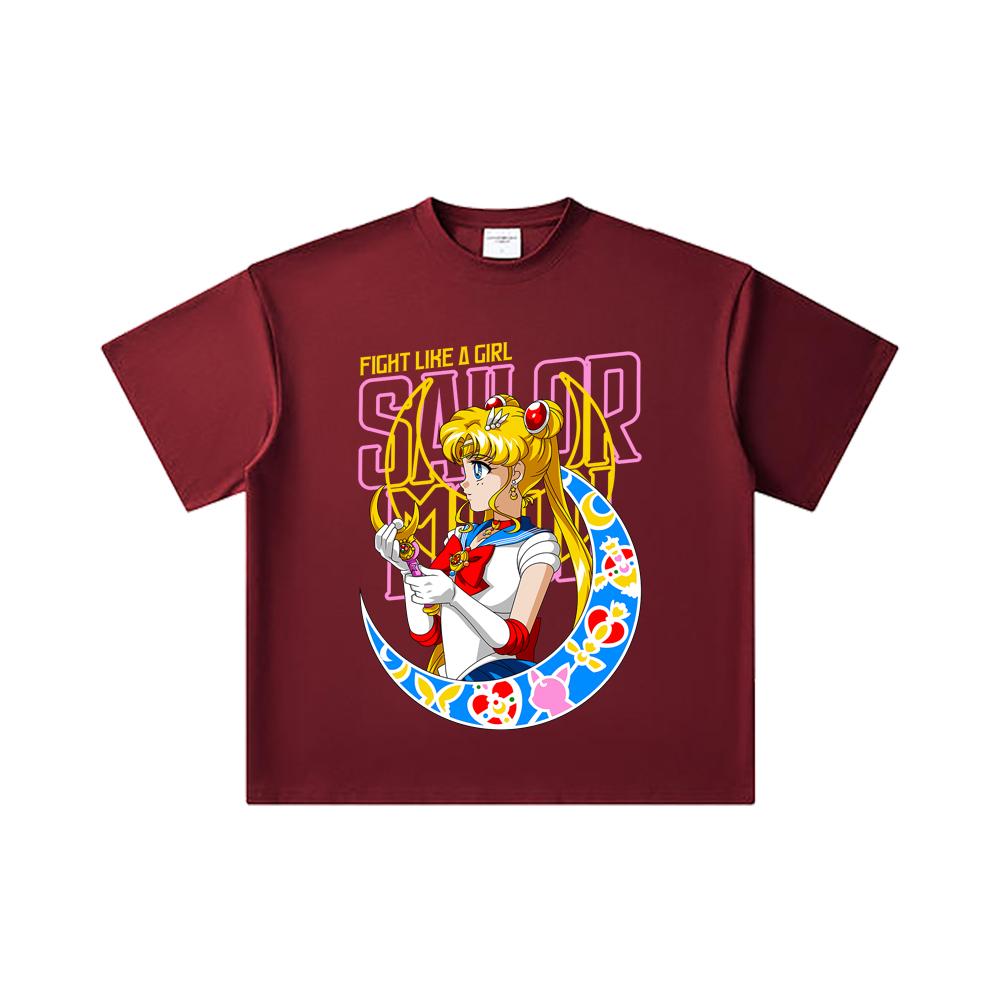 260 GSM Double Yarn 32 Count 100% Cotton Sailor Moon V8 Minako Print Unisex Heavy Cotton T Shirt