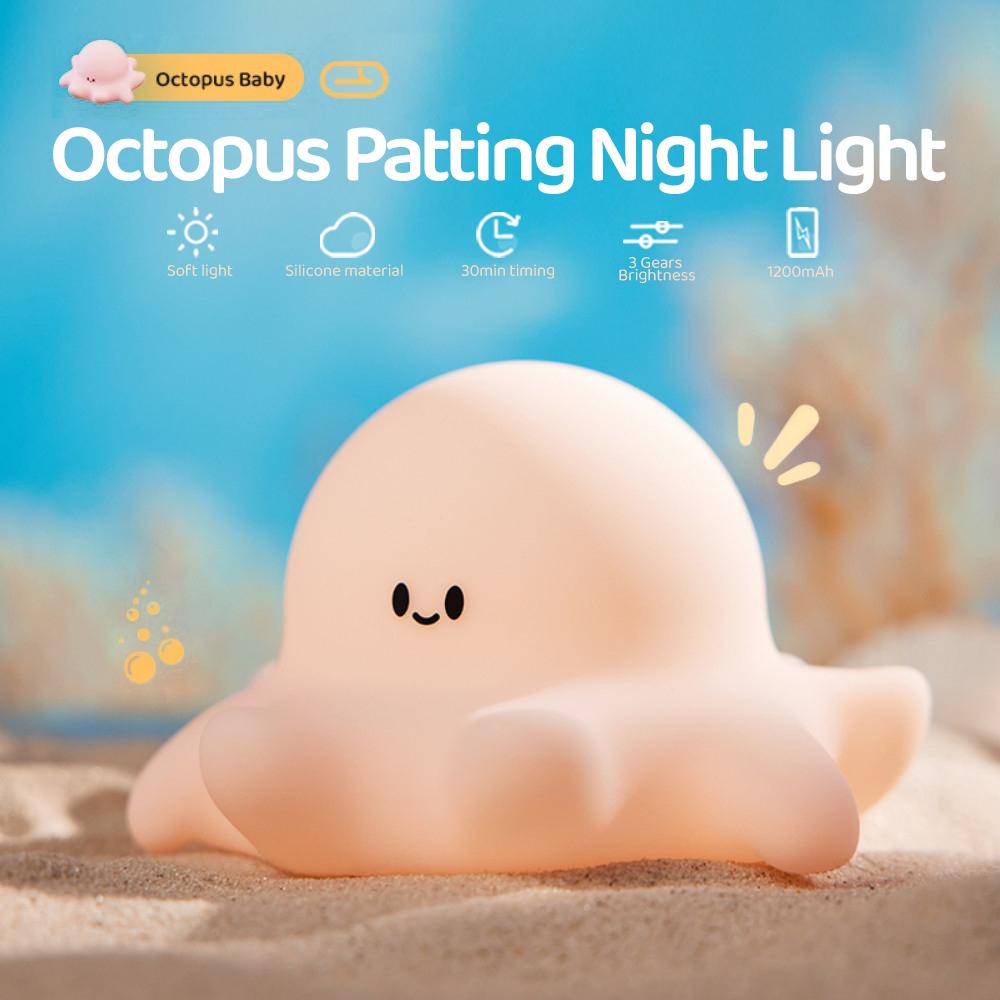 Cute Silicone Penguin Night Light Rechargeable Timing Sea Otter Sleeping Night Lamp Touch Control Beside Lamp for Nursery Room