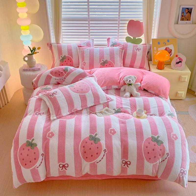 Fluffy Flannel Duvet Cover 1Pc- Super Soft and Cozy, Multi-Size Options, Sweet and Simple Style for Serene Slumber