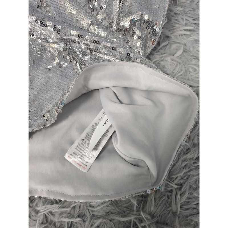 Export Single Shoulder Sexy Long Sleeves Waist-Tight Annual Party Party Dress Ruffles Evening Midi Dress Sequin Shiny