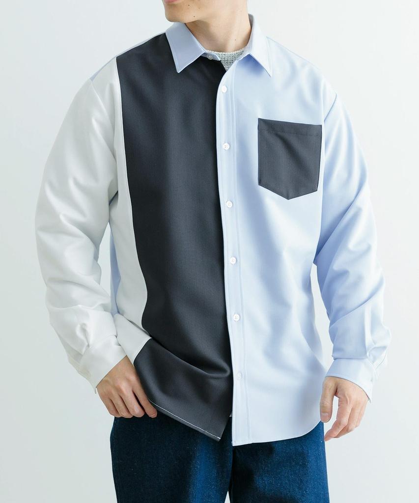 Urban Research Items Vertical Switch Long Sleeve Dress Size Size Men's Shirt, L.BLU, M, IT44-13A008