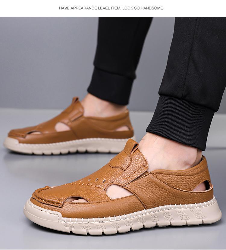 2026 New  Mens Slip On Sandals Non-Slip Men's Walking Shoes MenLeather Hollow Out Casual Shoes Handmade for Men Luxury Sandals