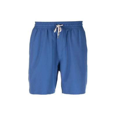 Polo Shorts Casuales de Color Sólido con Logo Bordado Elástico para Hombre Azul 710829851-045