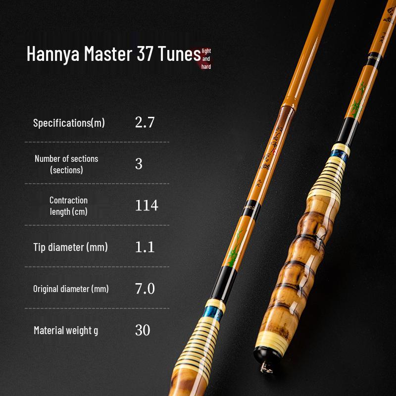 

Супер твердий і тонкий бамбуковий вудилище для карася - Тайваньський Luohan Ручний вудилище 37, 28, 19 Тон