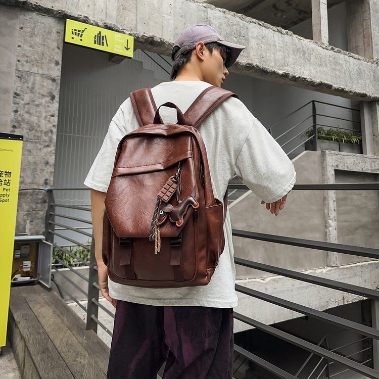Schoolbag backpack women's new large-capacity pu leather backpack niche commuter female college student computer travel schoolbag leisure