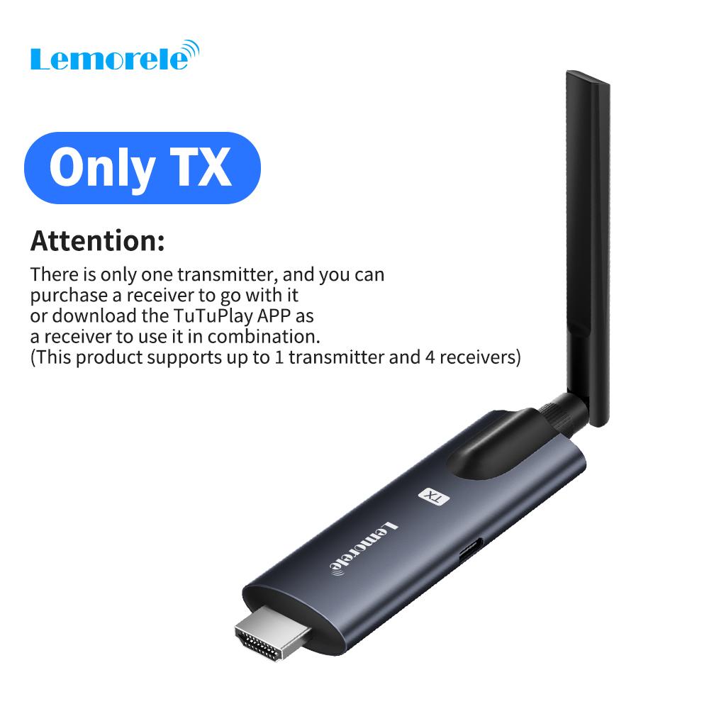 Lemorele 5G 200M Wireless HDMI Transmitter Receiver Meeting Screen sharing Audio Transmitter for Laptop TV Projector Monitor