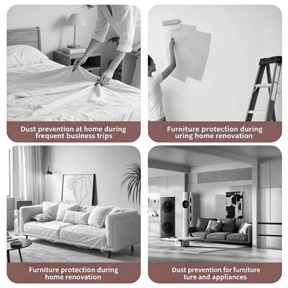 Transparent PE Furniture Protection Cover Elastic Edges Disposable Bed Cover Bed