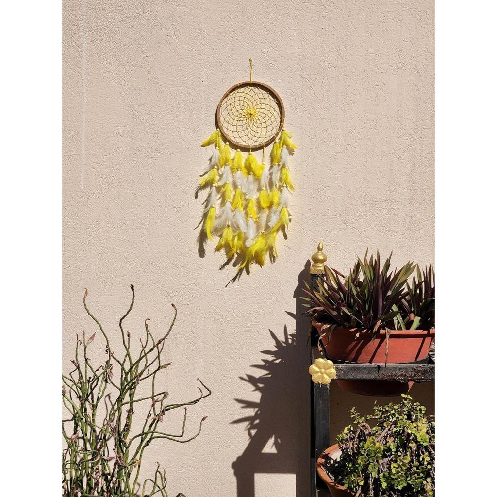 Wood Handcrafted Dream Catcher for Bedroom,Living Room,Home Decor with Light, Positive Energy Decorative Show Piece |Rustic Boho Wall Hanging