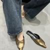 2025 Fashion New Low Heel Baotou Half Slippers Muller Shoes Versatile Fairy Wind Flat Bottom No Heel Outer Wear