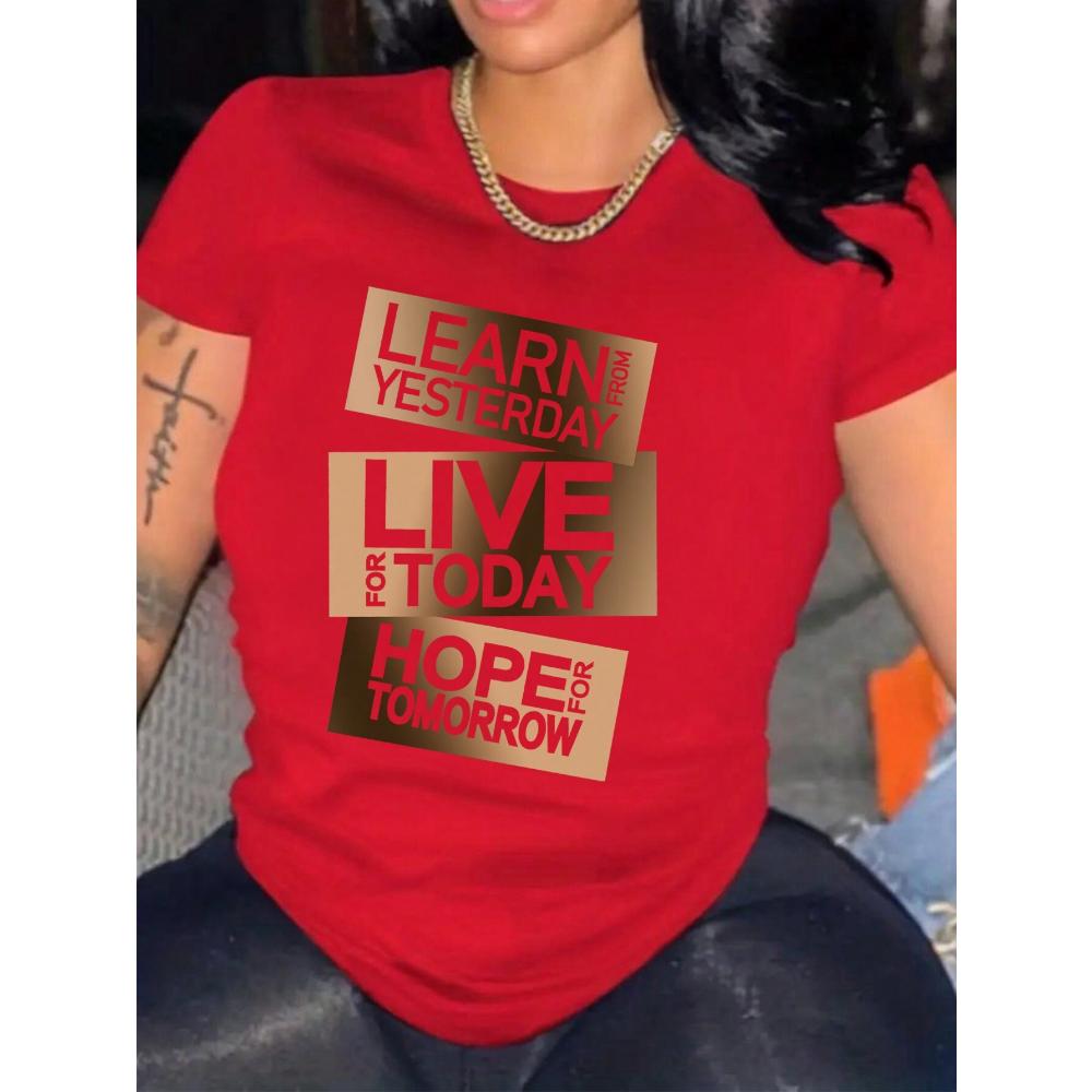 Футболка с круглым вырезом и коротким рукавом с принтом в виде букв УЧИТЕСЬ У ВЧЕРА — фото 7