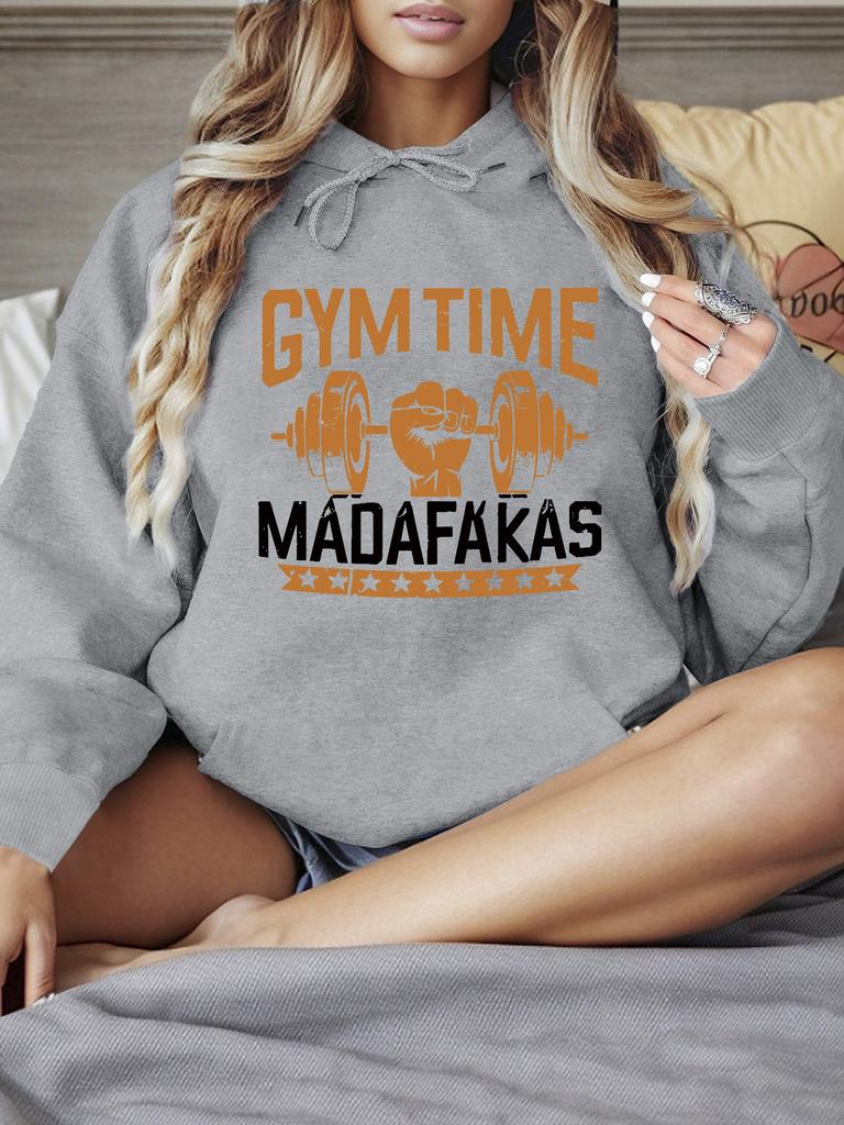 Lässiger Langarm-Kapuzenpullover mit Kordelzug Print Kängurutasche Sweatshirt Damenbekleidung Verspieltes Design Abstraktes Klassisches Design