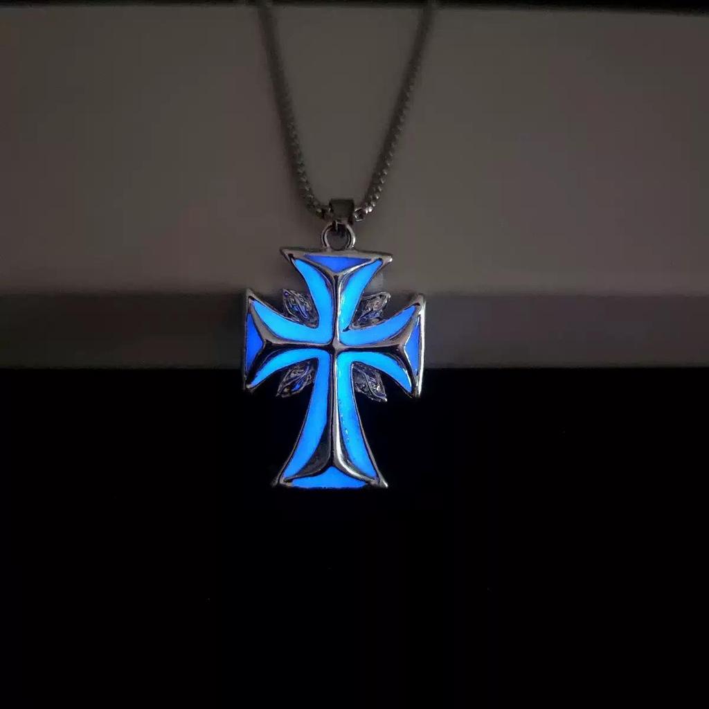 Trendy Luminous Cross Necklace - Men's European & American Hip Hop Street Style