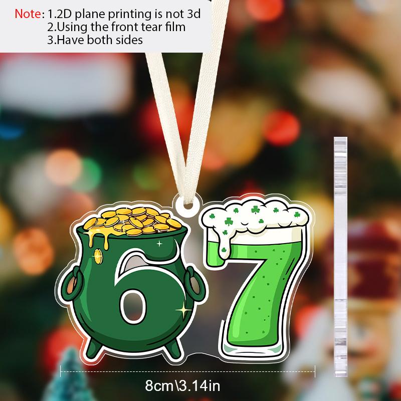 St. Patrick's Day Acrylic Hanging Ornament - Money Pot & Beer Pattern, 67 Unique Pendants/Drops/Finials, Ideal Festival Gift for Friends & Family