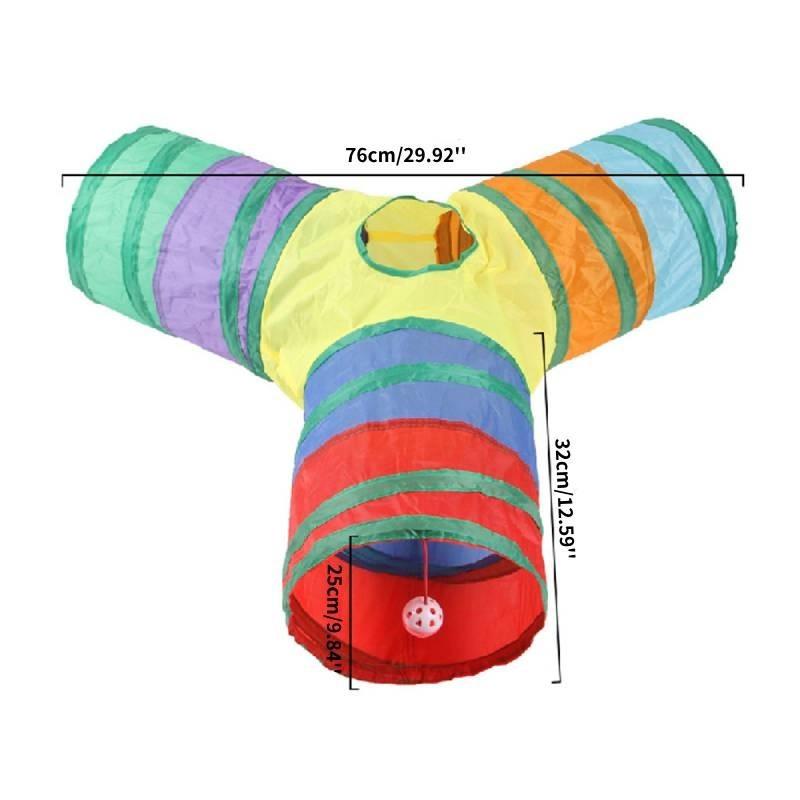 Colorful Rainbow Cat Tunnel Interactive Collapsible Pet Toy For Endless Fun