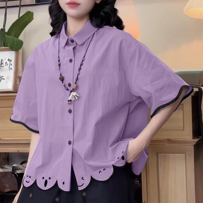 

ZANZEA Женская блузка с отложным воротником, свободного кроя, с коротким рукавом, на лето S